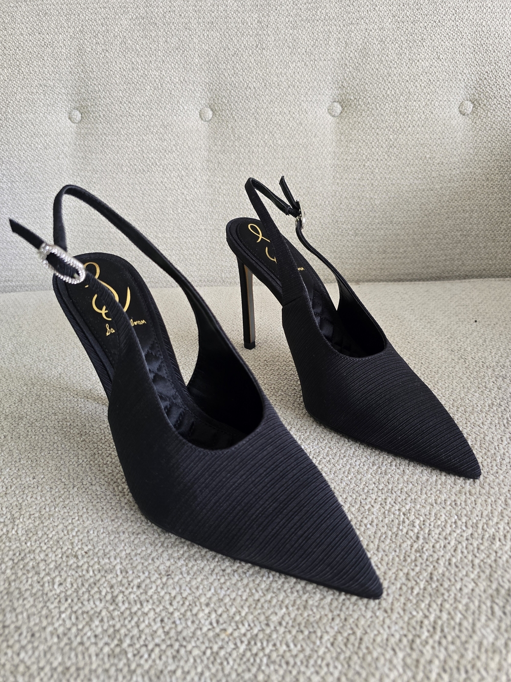 NIB Sam Edelman Black Slingback Pointed-Toe Stiletto Pumps. Size 7.5 - Picture 5 of 10